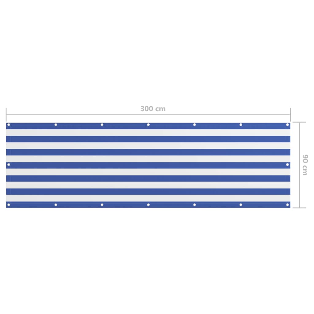 vidaXL Paravan de balcon, alb și albastru, 90x300 cm, țesătură oxford