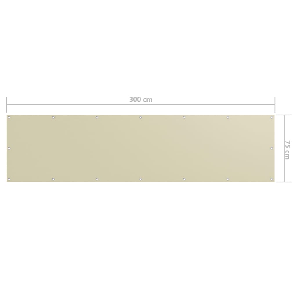 vidaXL Paravan pentru balcon, crem, 75x300 cm, țesătură oxford