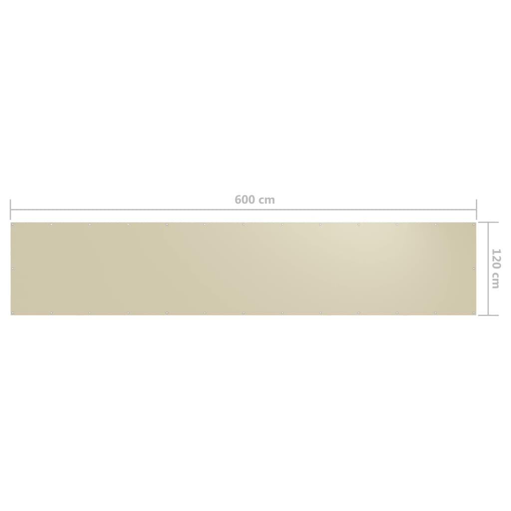 vidaXL Paravan pentru balcon, crem, 120x600 cm, țesătură oxford vidaXL Paravan pentru balcon, crem, 120x600 cm, țesătură oxford