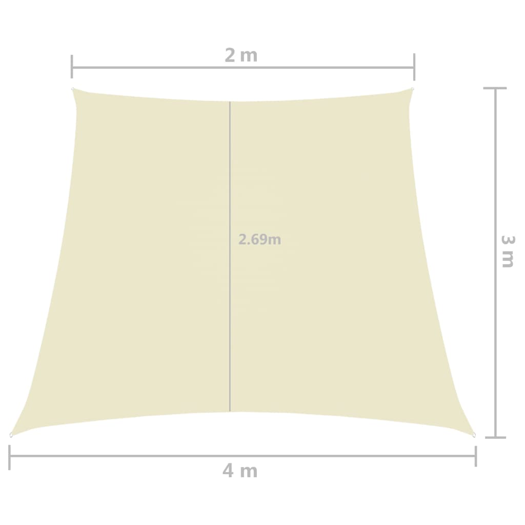 vidaXL Parasolar, crem, 2/4x3 m, țesătură oxford, trapez vidaXL Parasolar, crem, 2/4x3 m, țesătură oxford, trapez