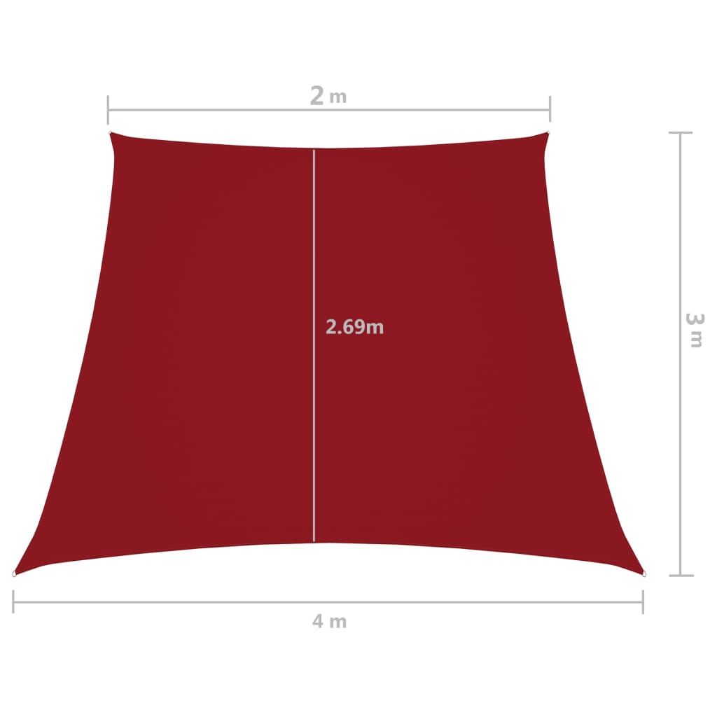 vidaXL Parasolar, roșu, 2/4x3 m, țesătură oxford, trapez vidaXL Parasolar, roșu, 2/4x3 m, țesătură oxford, trapez