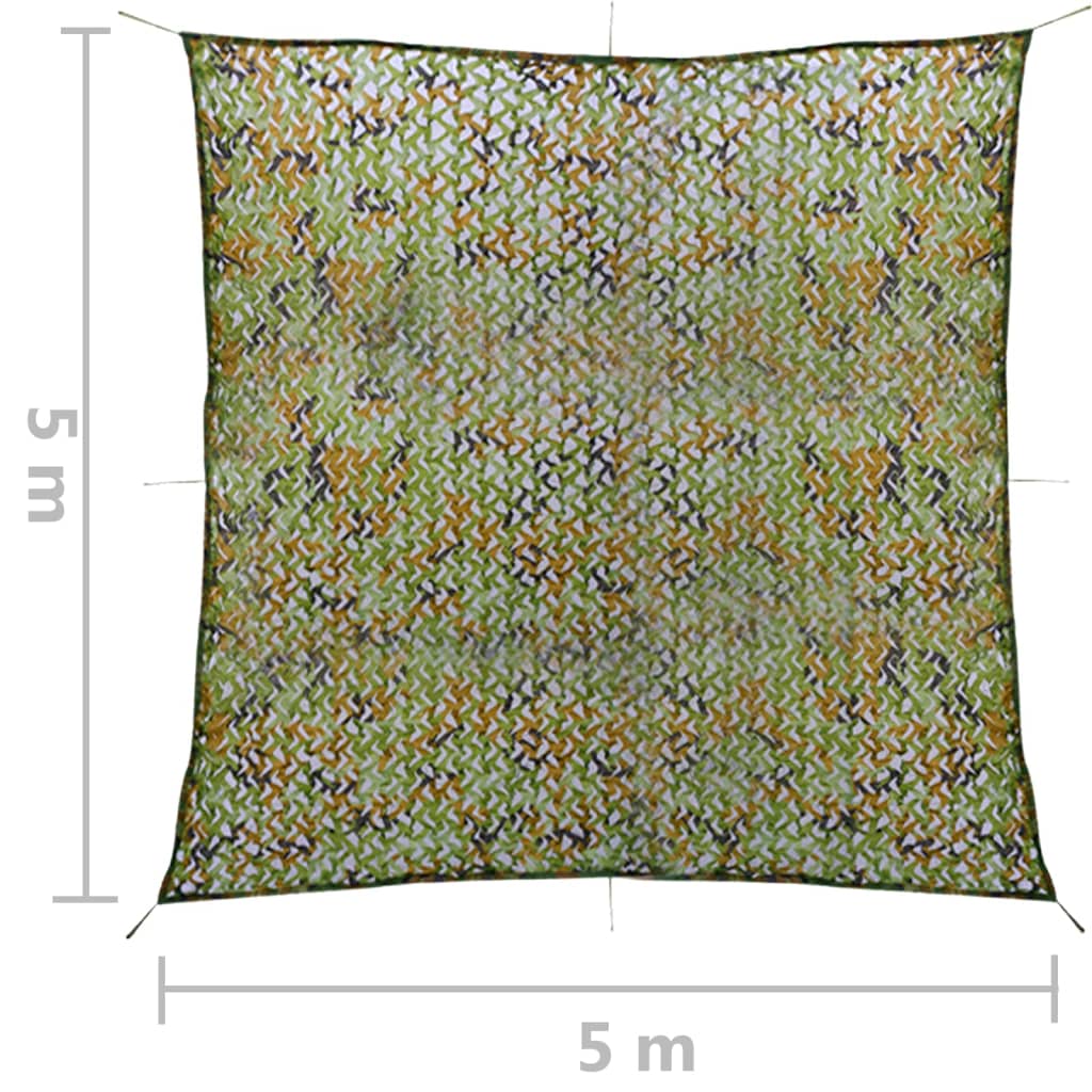 vidaXL Plasă de camuflaj cu geantă de depozitare, verde, 5x5 m