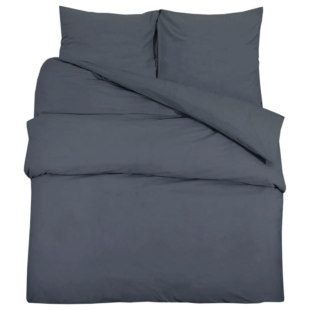 vidaXL Set lenjerie cu husă de pilotă, antracit, 200x200 cm microfibră vidaXL Set lenjerie cu husă de pilotă, antracit, 200x200 cm microfibră