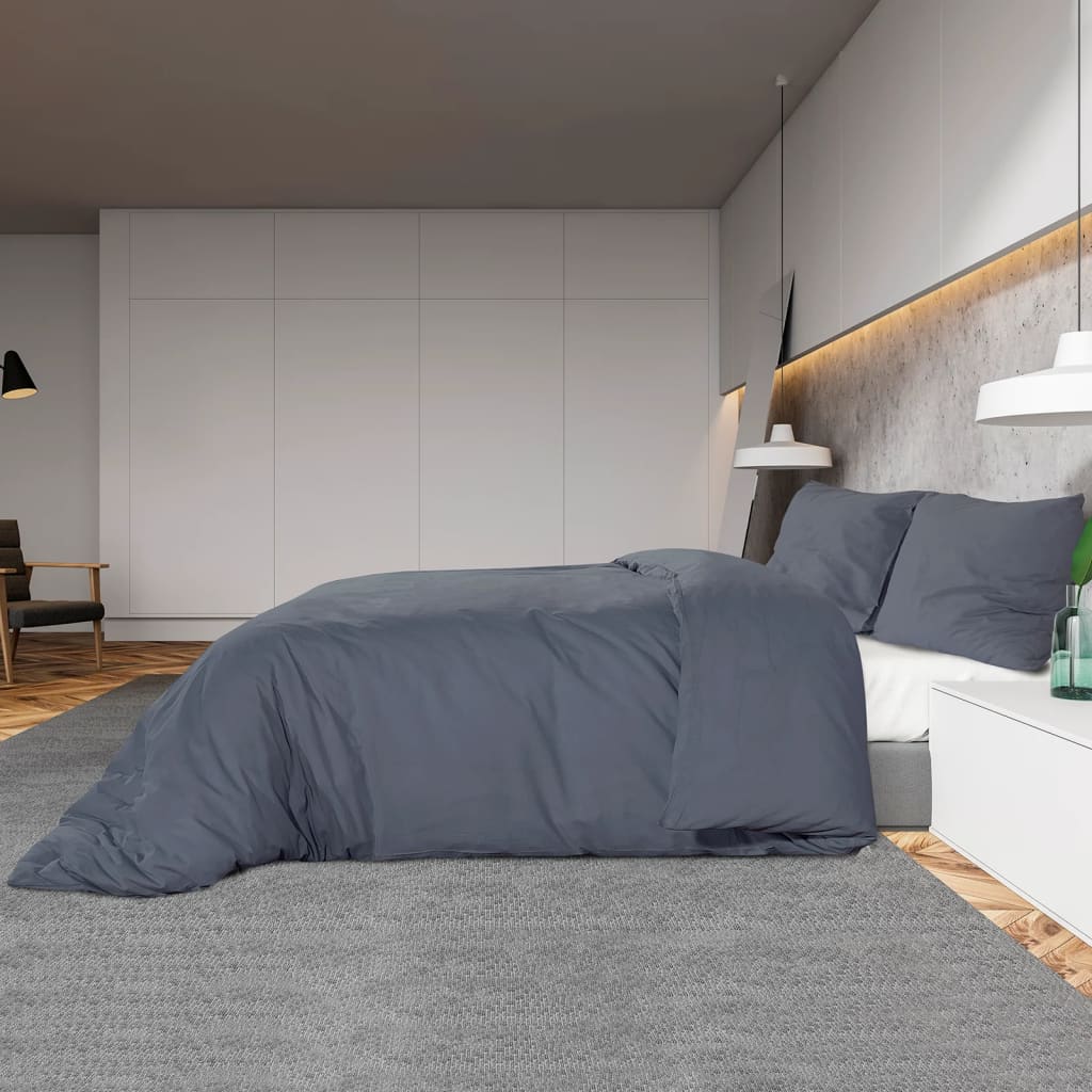 vidaXL Set lenjerie cu husă de pilotă, antracit, 200x200 cm microfibră vidaXL Set lenjerie cu husă de pilotă, antracit, 200x200 cm microfibră