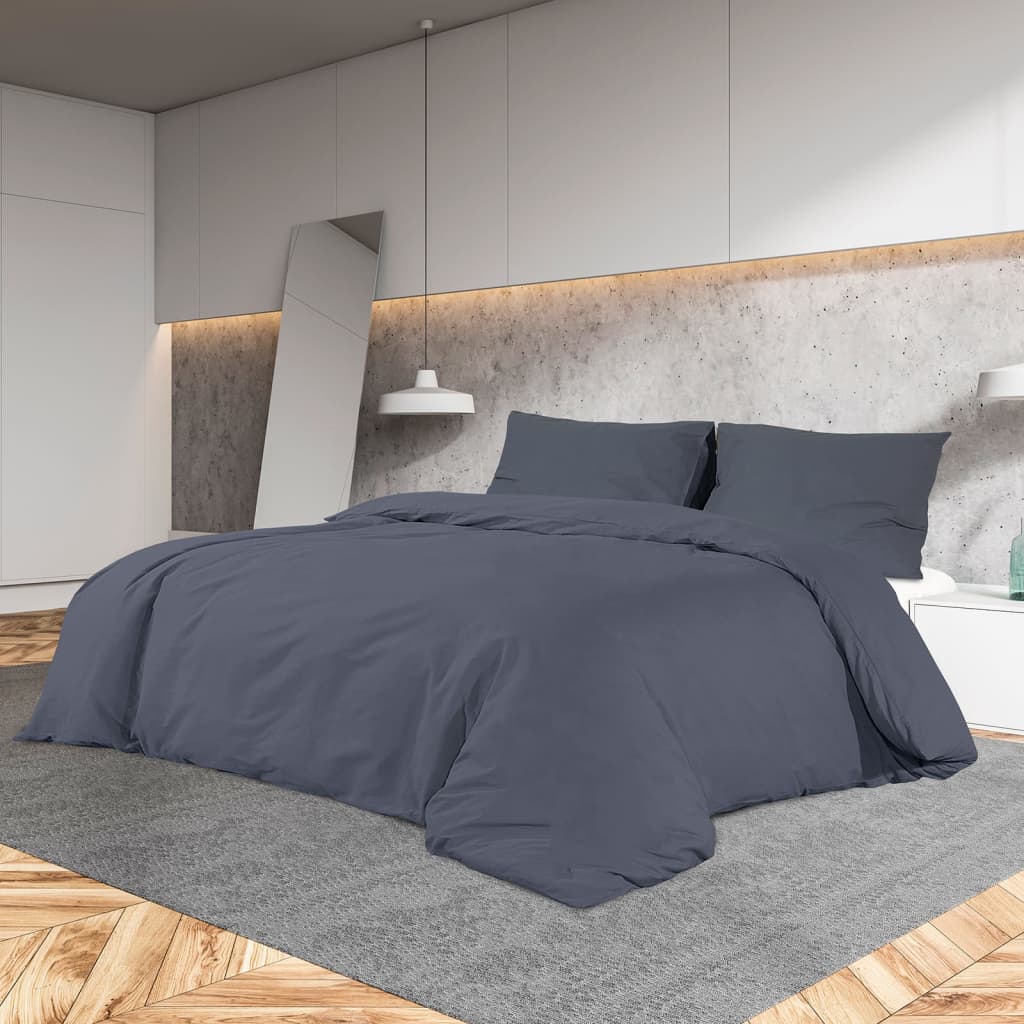 vidaXL Set lenjerie cu husă de pilotă, antracit, 200x200 cm microfibră vidaXL Set lenjerie cu husă de pilotă, antracit, 200x200 cm microfibră