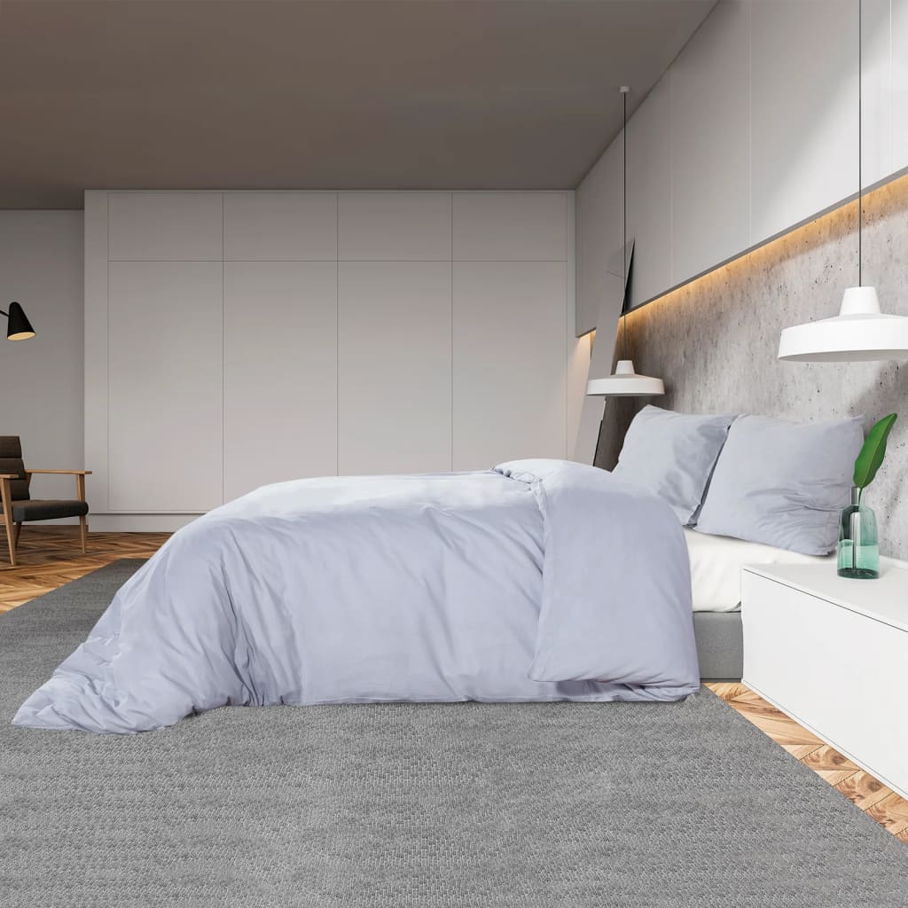 vidaXL Set cu husă de pilotă, gri, 135x200 cm, microfibră