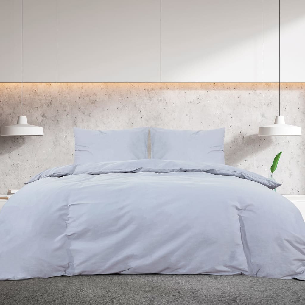 vidaXL Set cu husă de pilotă, gri, 135x200 cm, microfibră
