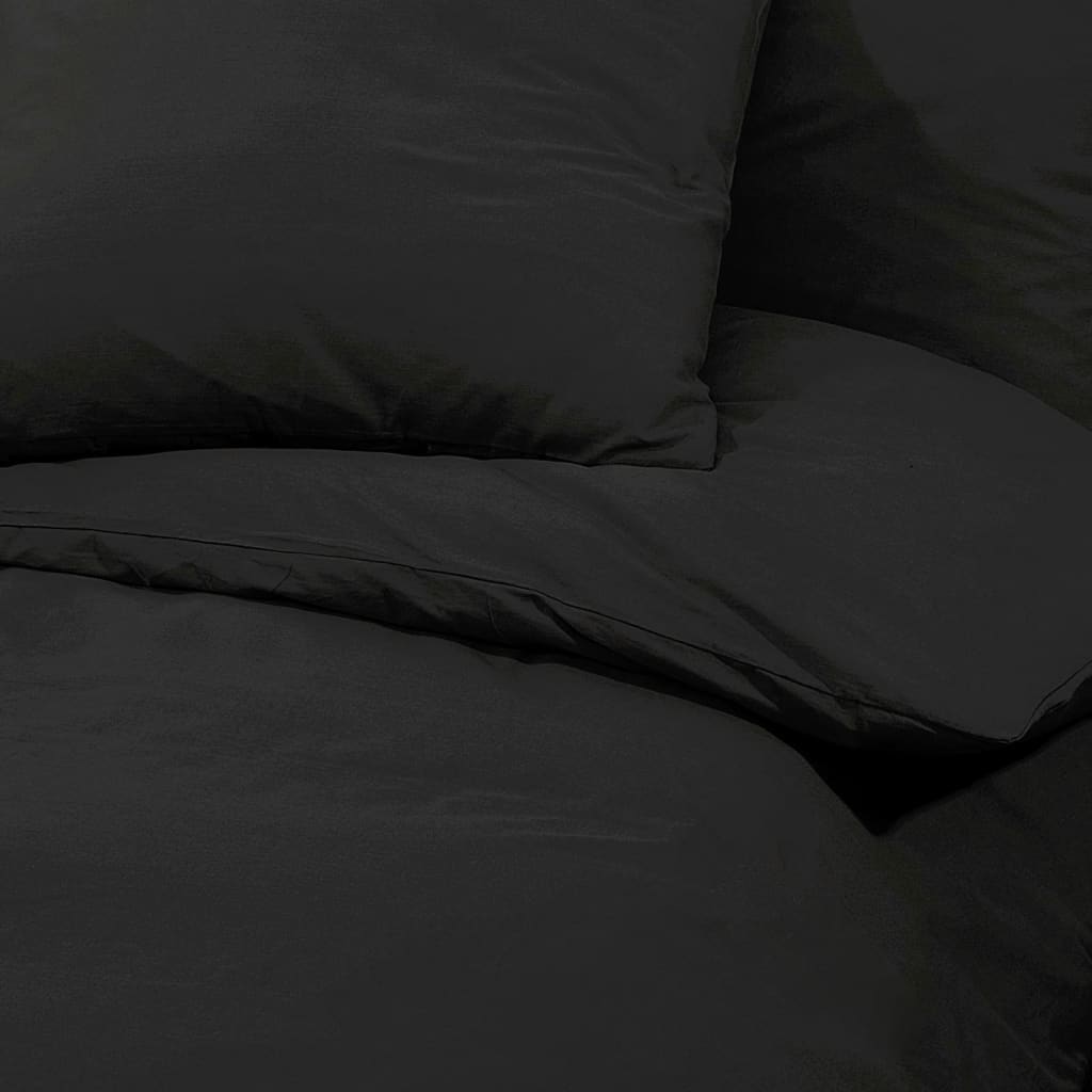 vidaXL Set cu husă de pilotă, negru, 140x200 cm, microfibră