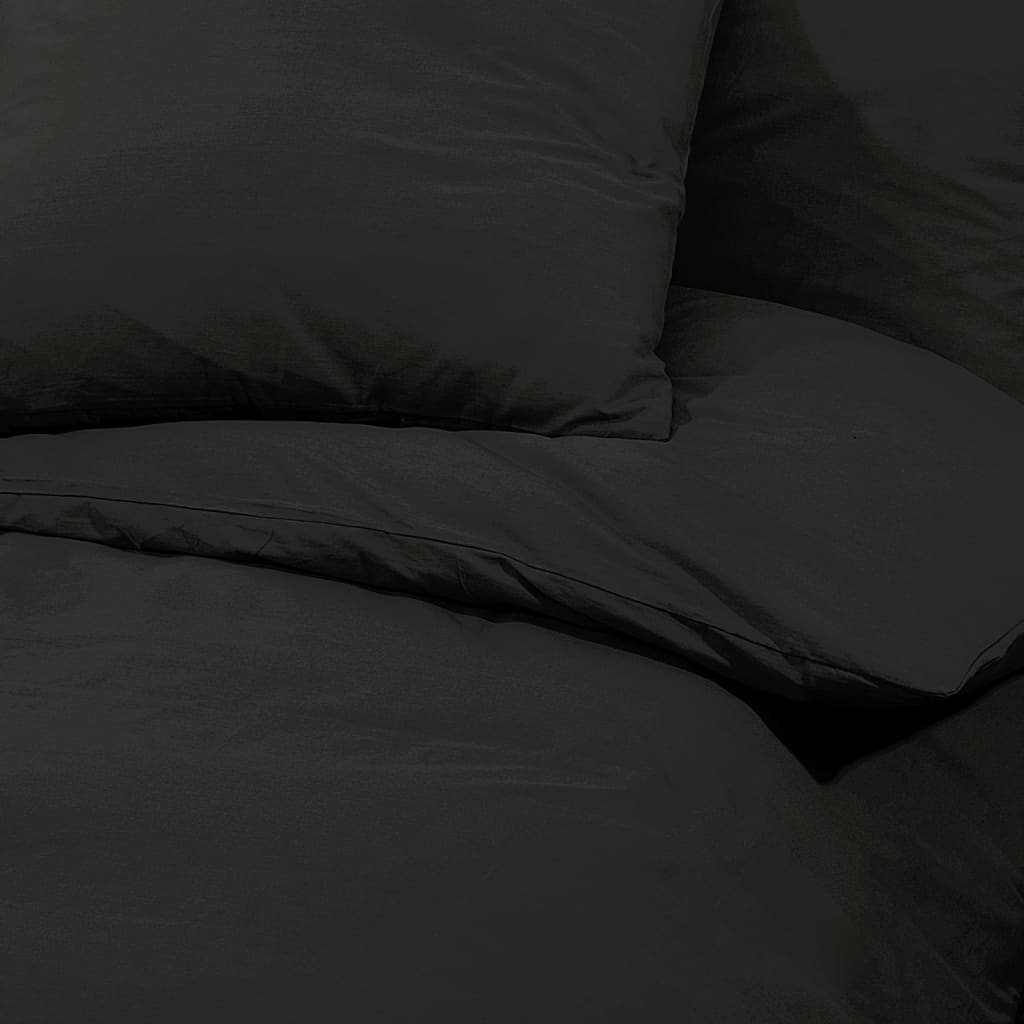 vidaXL Set cu husă de pilotă, negru, 140x200 cm, microfibră