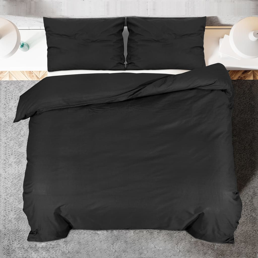 vidaXL Set cu husă de pilotă, negru, 260x220 cm, microfibră