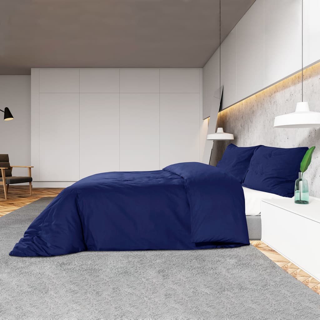 vidaXL Set cu husă de pilotă, bleumarin, 240x220 cm, microfibră