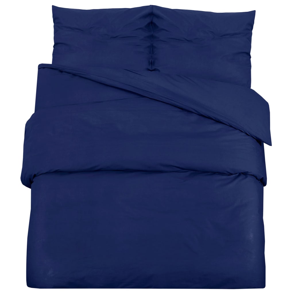 vidaXL Set cu husă de pilotă, bleumarin, 155x220 cm, microfibră