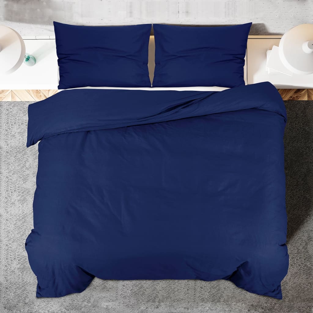 vidaXL Set cu husă de pilotă, bleumarin, 155x220 cm, microfibră