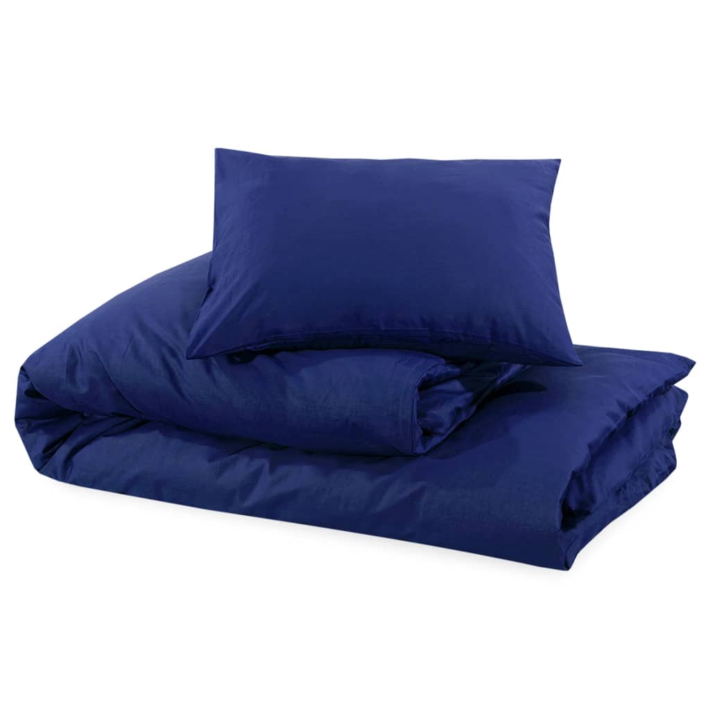 vidaXL Set cu husă de pilotă, bleumarin, 155x220 cm, microfibră