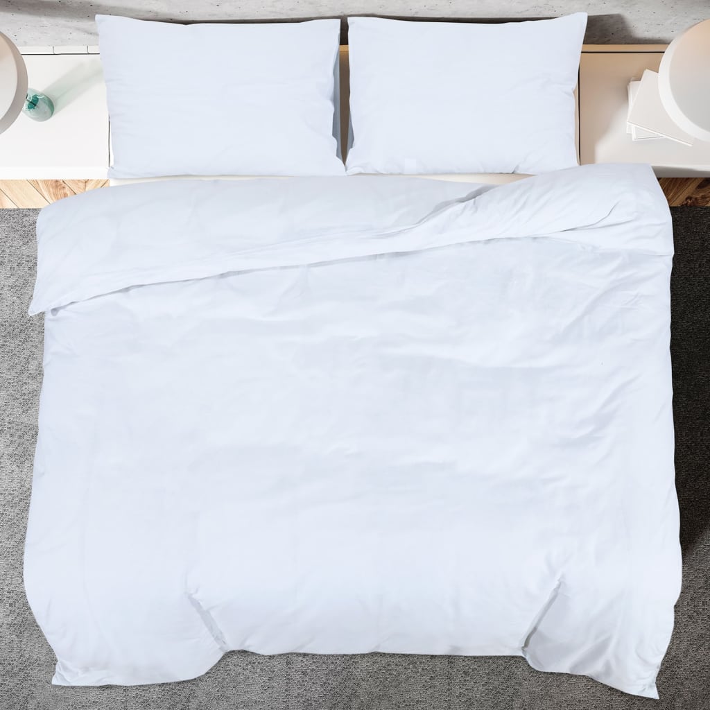 vidaXL Set cu husă de pilotă, alb, 260x240 cm, microfibră
