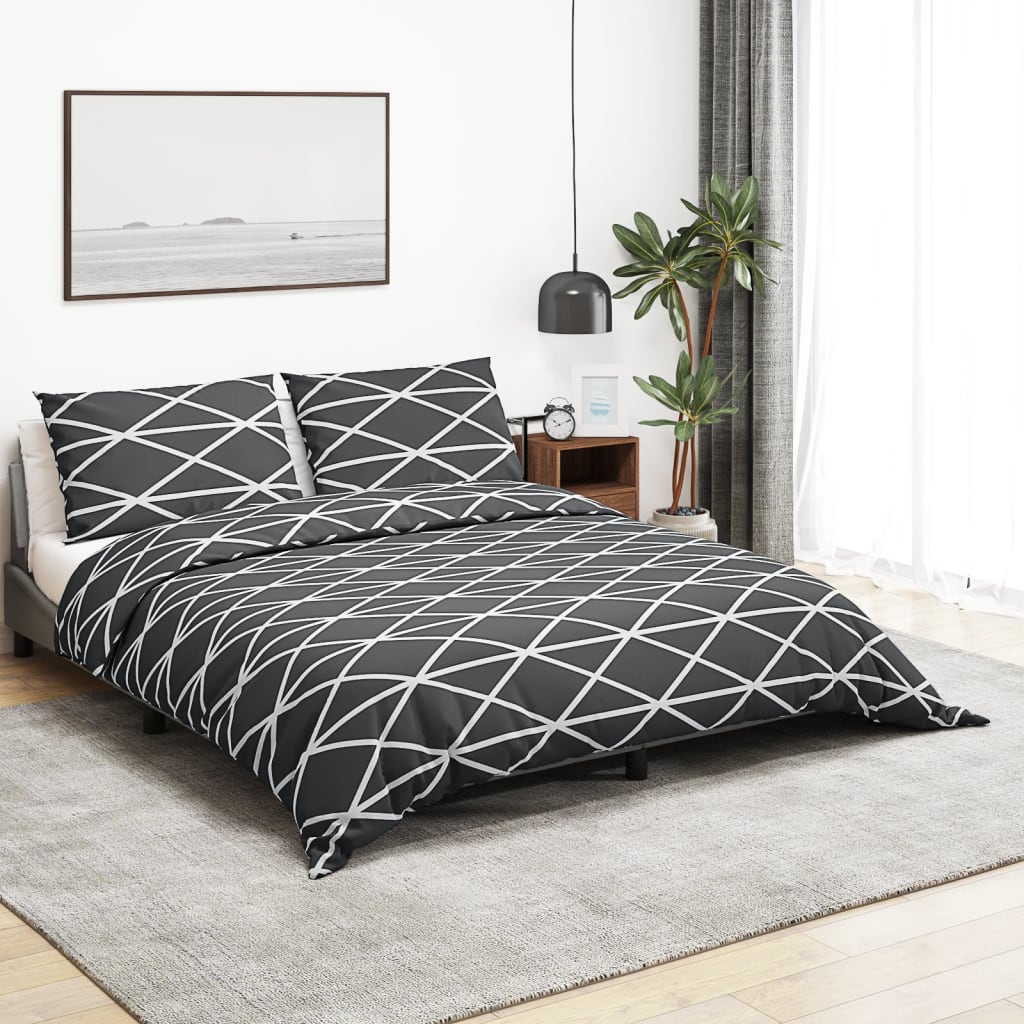 vidaXL Set cu husă de pilotă, gri, 135x200 cm, bumbac