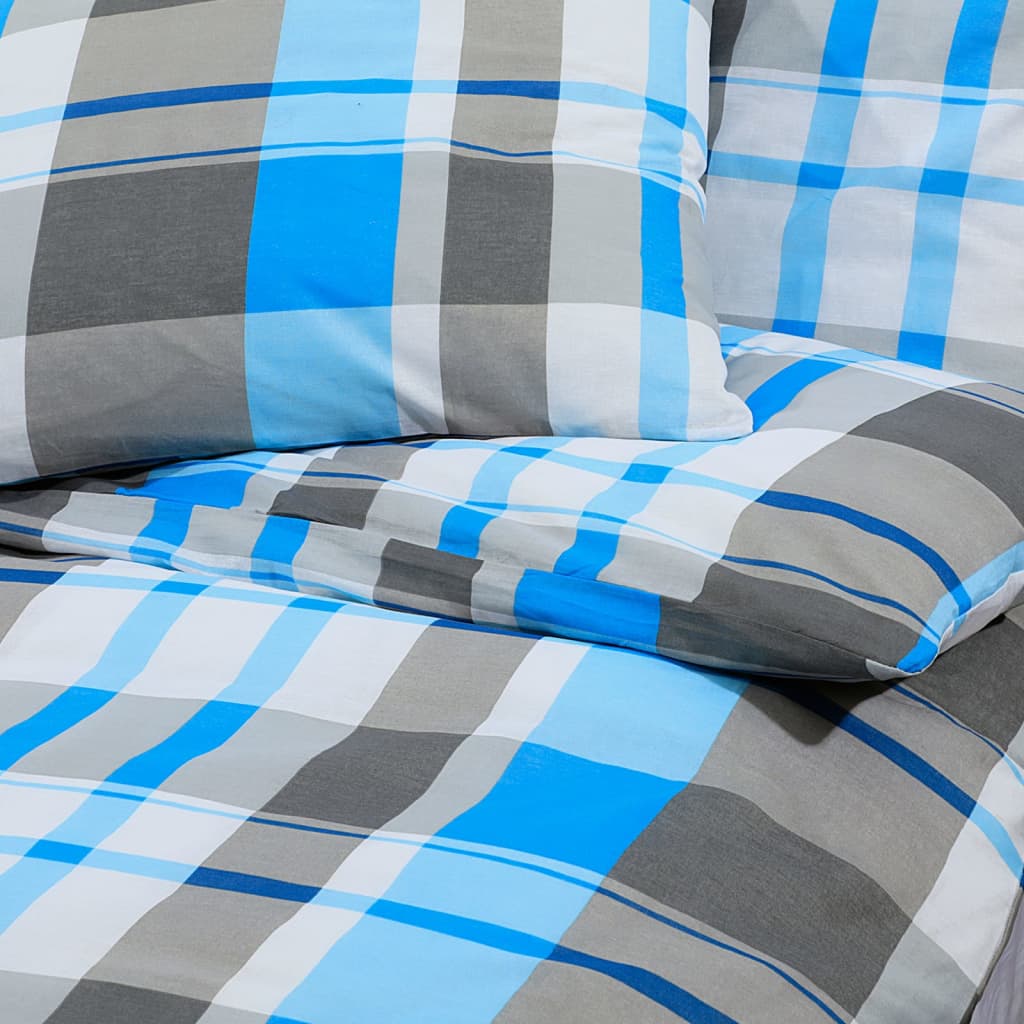vidaXL Set cu husă de pilotă, albastru și gri, 240x220 cm, bumbac