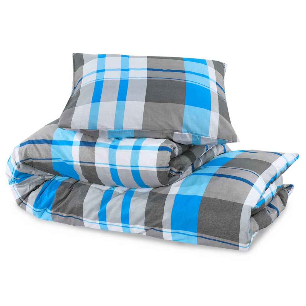 vidaXL Set cu husă de pilotă, albastru și gri, 220x240 cm, bumbac