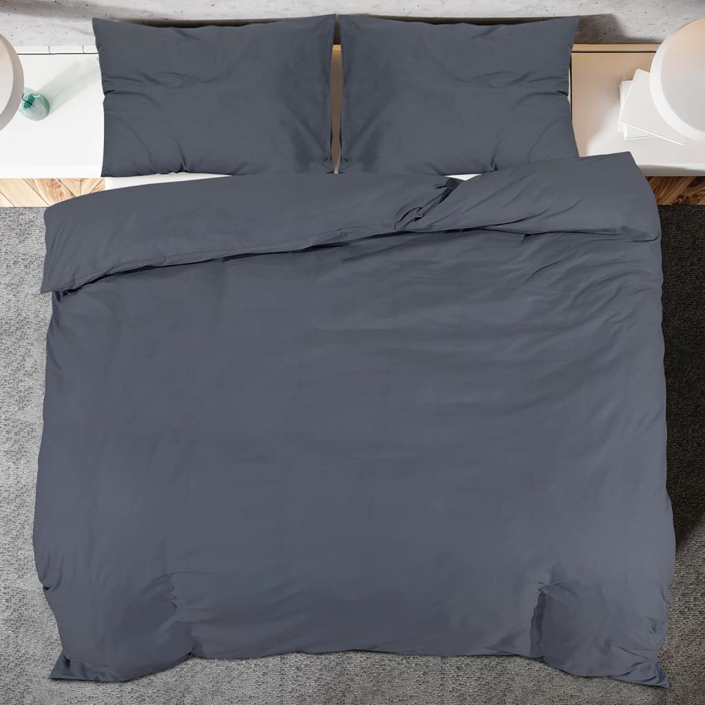 vidaXL Set cu husă de pilotă, antracit, 140x200 cm, bumbac