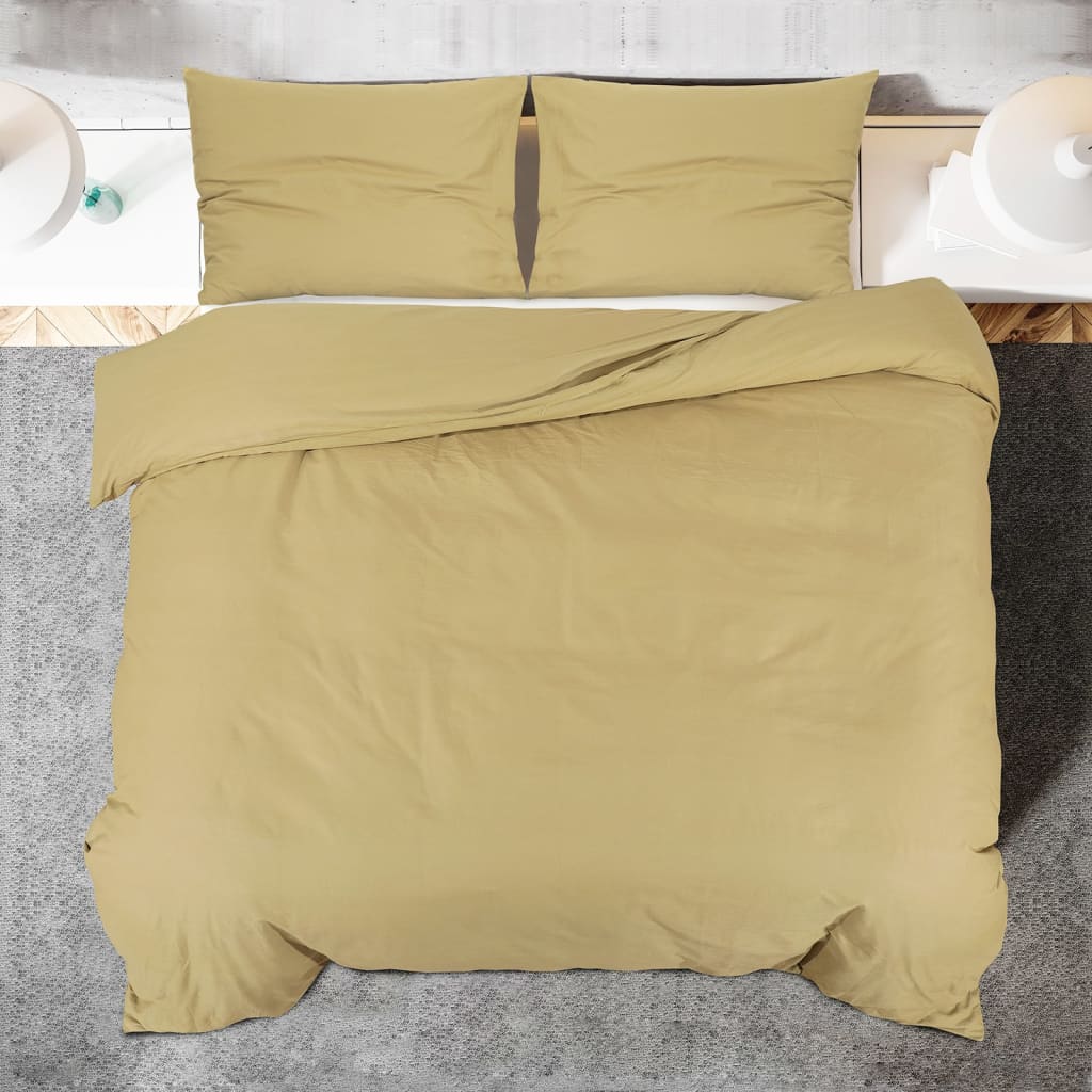 vidaXL Set cu husă de pilotă, gri taupe, 135x200 cm, bumbac