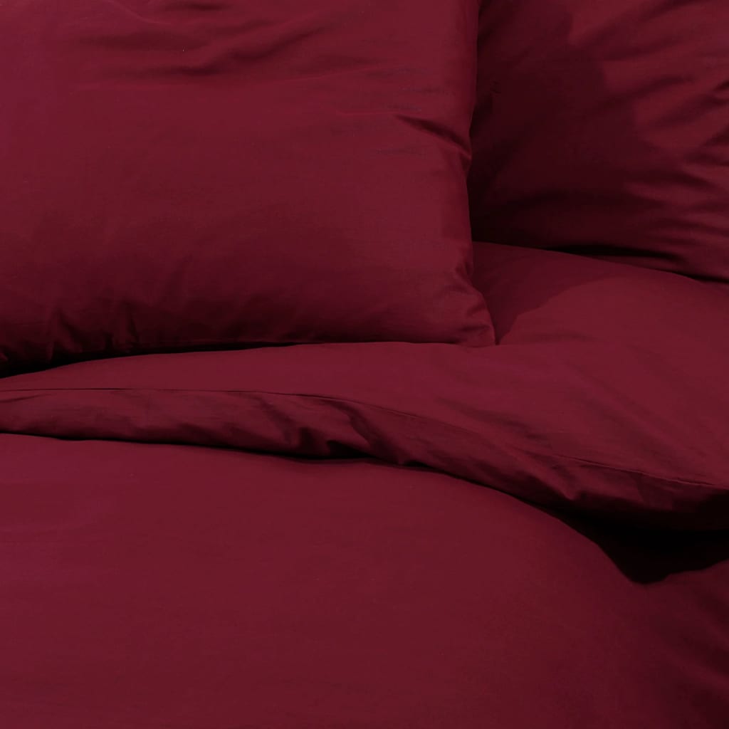vidaXL Set lenjerie cu husă de pilotă, bordo, 240x220 cm, bumbac