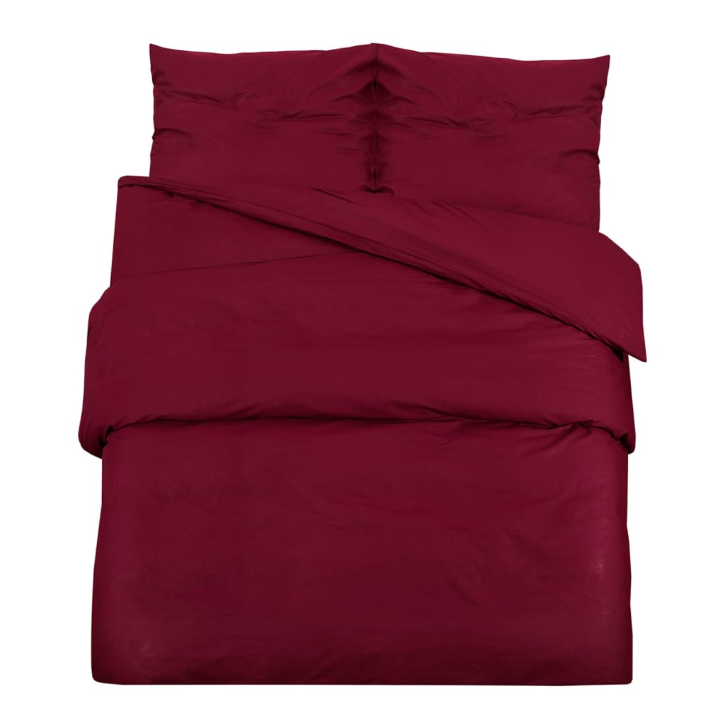 vidaXL Set lenjerie cu husă de pilotă, bordo, 220x240 cm, bumbac vidaXL Set lenjerie cu husă de pilotă, bordo, 220x240 cm, bumbac
