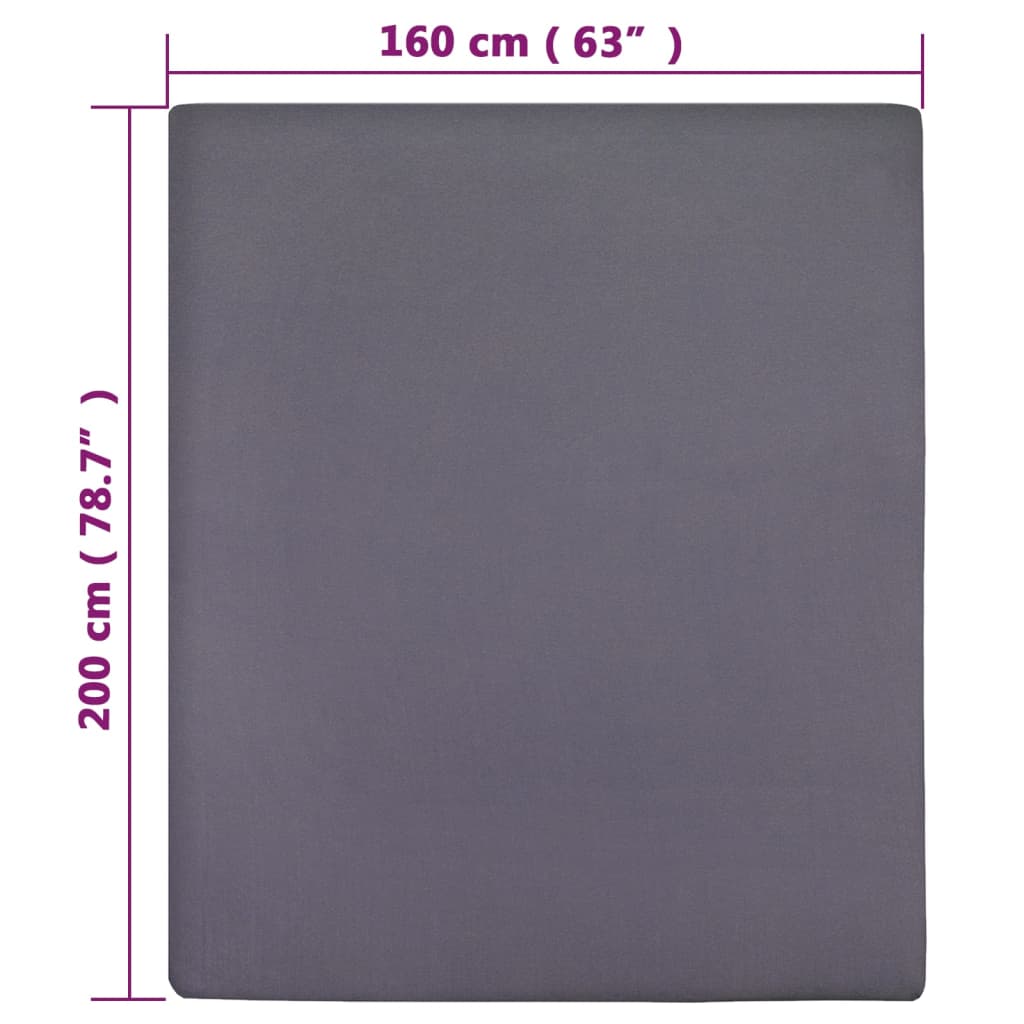 vidaXL Cearșaf de pat cu elastic, 2 buc., antracit, 160x200 cm, bumbac vidaXL Cearșaf de pat cu elastic, 2 buc., antracit, 160x200 cm, bumbac