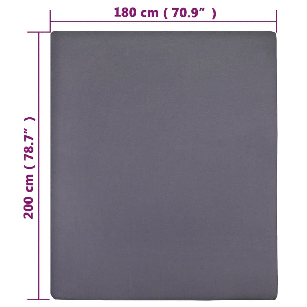 vidaXL Cearșaf de pat cu elastic, antracit, 180x200 cm, bumbac