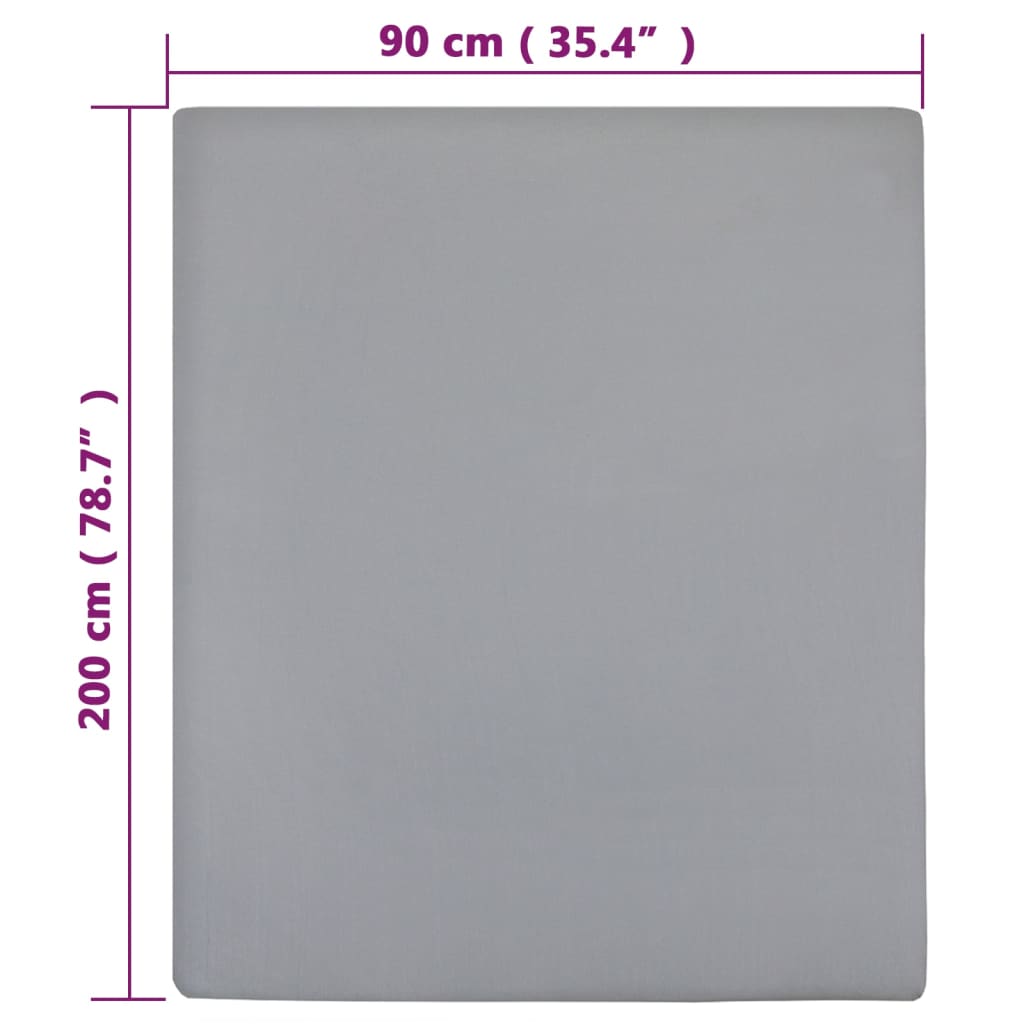 vidaXL Cearșaf de pat cu elastic, gri, 90x200 cm, bumbac vidaXL Cearșaf de pat cu elastic, gri, 90x200 cm, bumbac