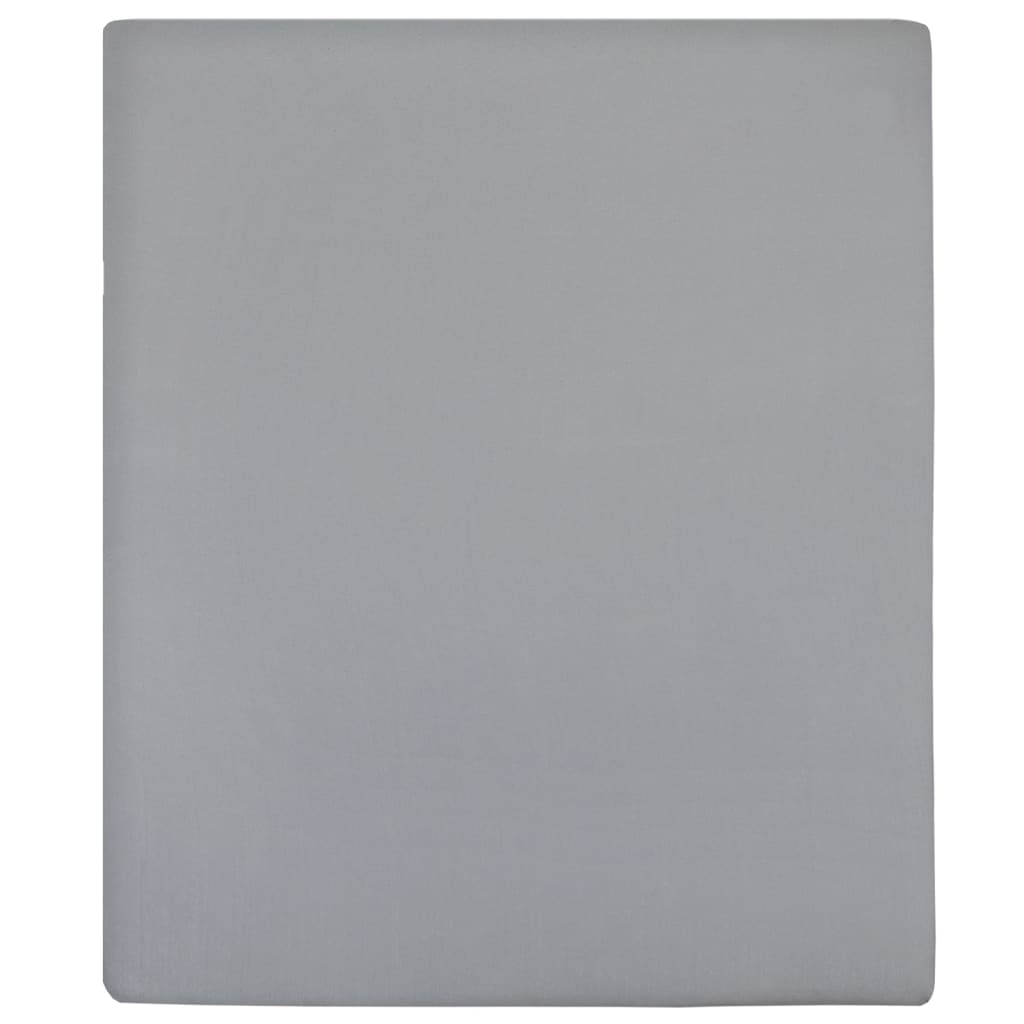 vidaXL Cearșaf de pat cu elastic, 2 buc., gri, 100x200 cm, bumbac vidaXL Cearșaf de pat cu elastic, 2 buc., gri, 100x200 cm, bumbac