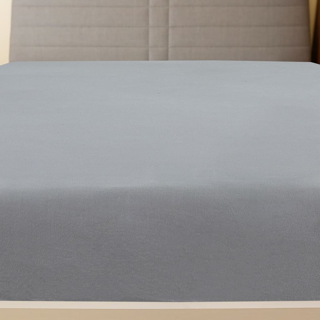vidaXL Cearșaf de pat cu elastic, 2 buc., gri, 100x200 cm, bumbac vidaXL Cearșaf de pat cu elastic, 2 buc., gri, 100x200 cm, bumbac