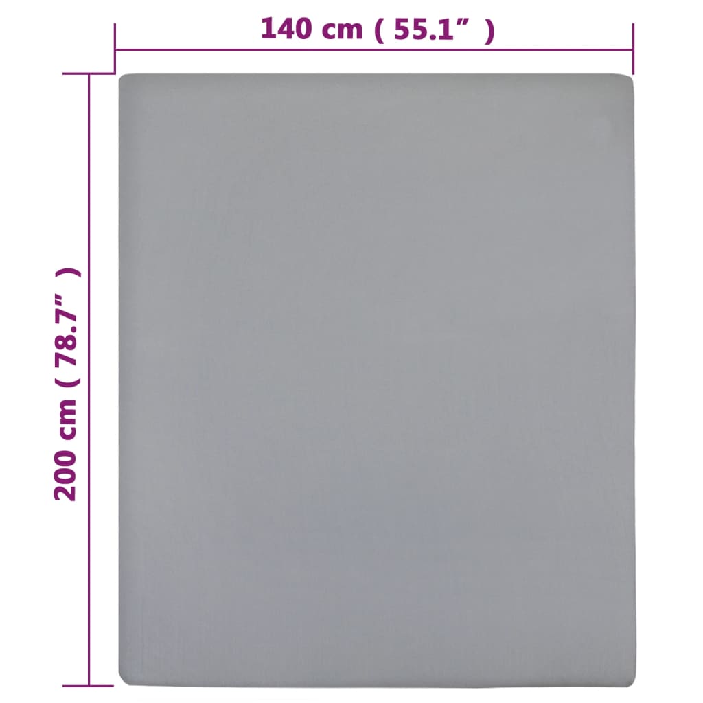 vidaXL Cearșaf de pat cu elastic, gri, 140x200 cm, bumbac vidaXL Cearșaf de pat cu elastic, gri, 140x200 cm, bumbac