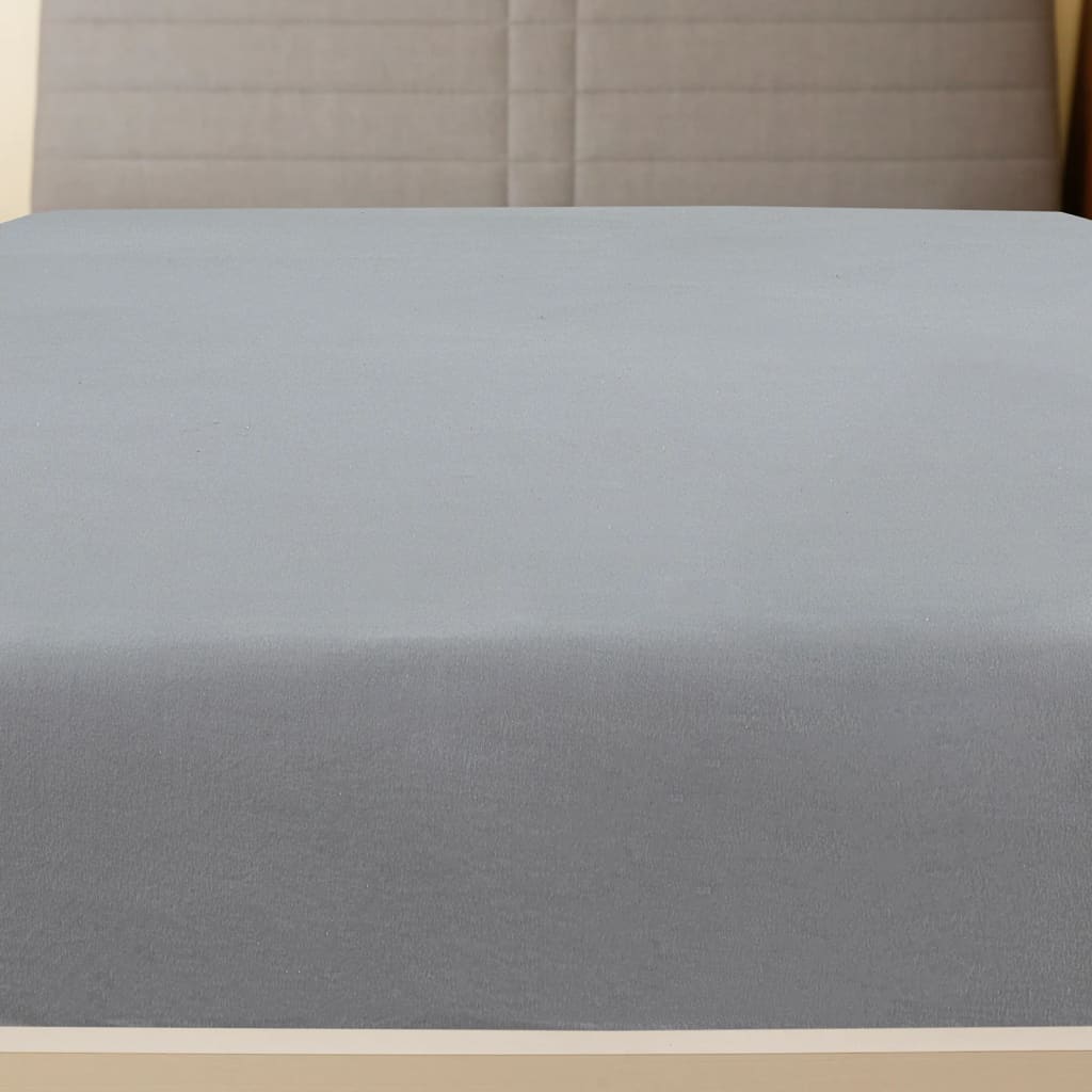 vidaXL Cearșaf de pat cu elastic, 2 buc., gri, 140x200 cm, bumbac vidaXL Cearșaf de pat cu elastic, 2 buc., gri, 140x200 cm, bumbac