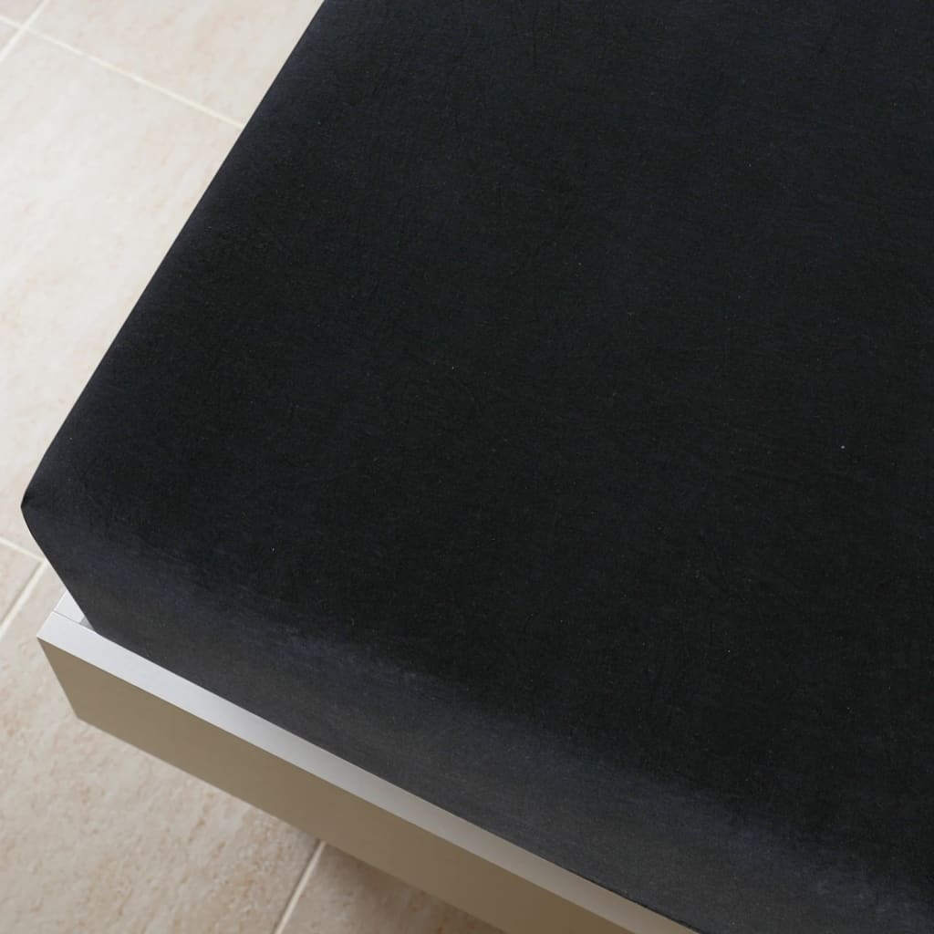vidaXL Cearșaf de pat cu elastic, negru, 160x200 cm, bumbac vidaXL Cearșaf de pat cu elastic, negru, 160x200 cm, bumbac