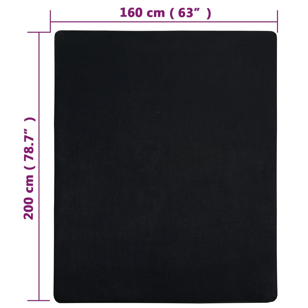 vidaXL Cearșaf de pat cu elastic, negru, 160x200 cm, bumbac vidaXL Cearșaf de pat cu elastic, negru, 160x200 cm, bumbac