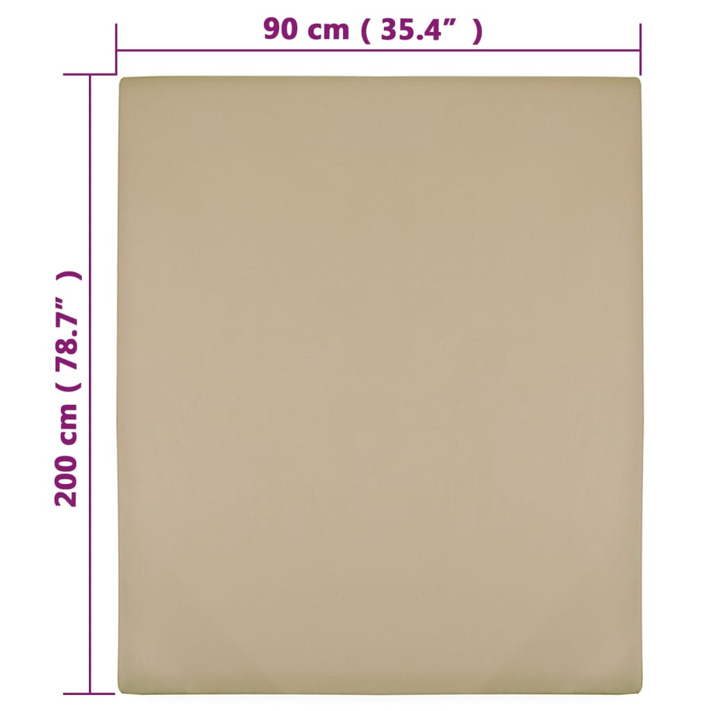 vidaXL Cearșaf de pat cu elastic, 2 buc., gri taupe, 90x200 cm, bumbac vidaXL Cearșaf de pat cu elastic, 2 buc., gri taupe, 90x200 cm, bumbac
