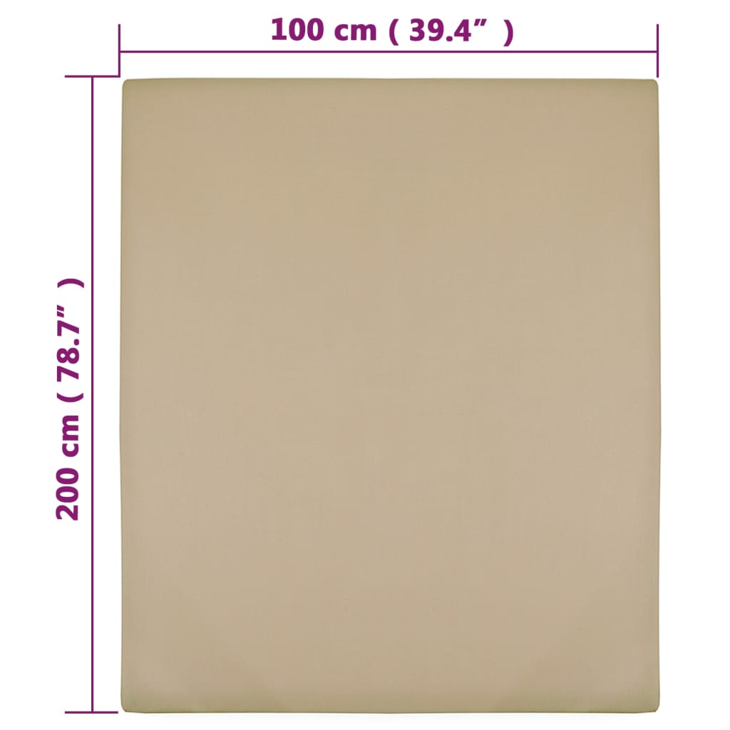 vidaXL Cearșaf de pat cu elastic, 2 buc., gri taupe, 100x200 cm bumbac vidaXL Cearșaf de pat cu elastic, 2 buc., gri taupe, 100x200 cm bumbac