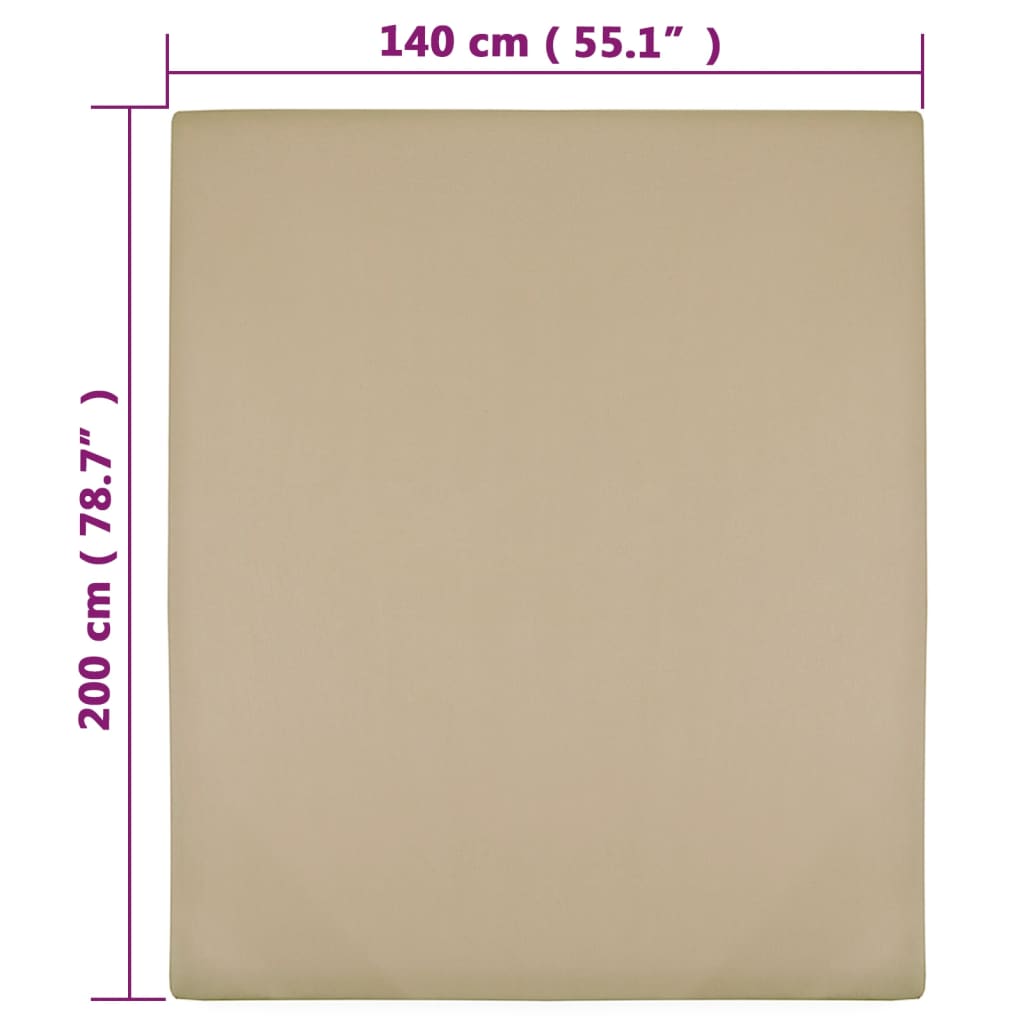 vidaXL Cearșaf de pat cu elastic, 2 buc, gri taupe, 140x200 cm bumbac vidaXL Cearșaf de pat cu elastic, 2 buc, gri taupe, 140x200 cm bumbac