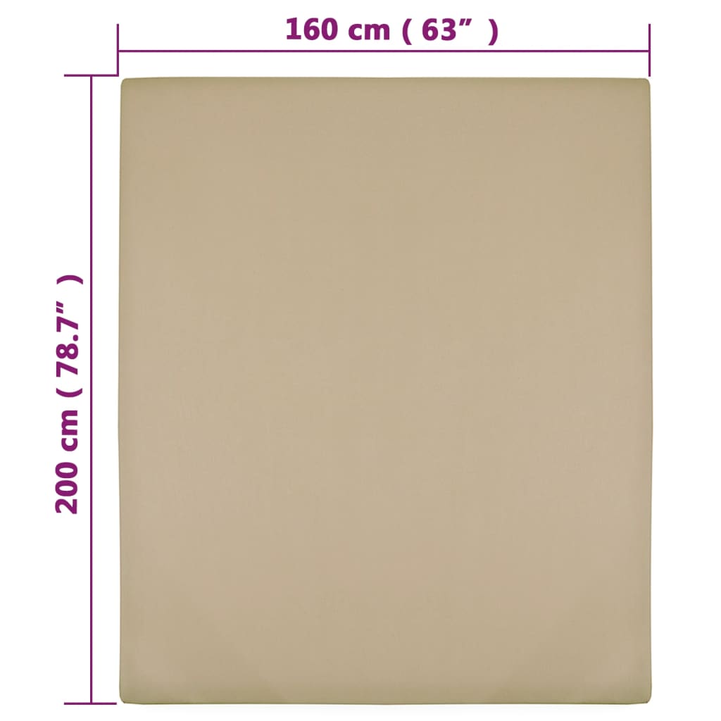 vidaXL Cearșaf de pat cu elastic, gri taupe, 160x200 cm, bumbac vidaXL Cearșaf de pat cu elastic, gri taupe, 160x200 cm, bumbac