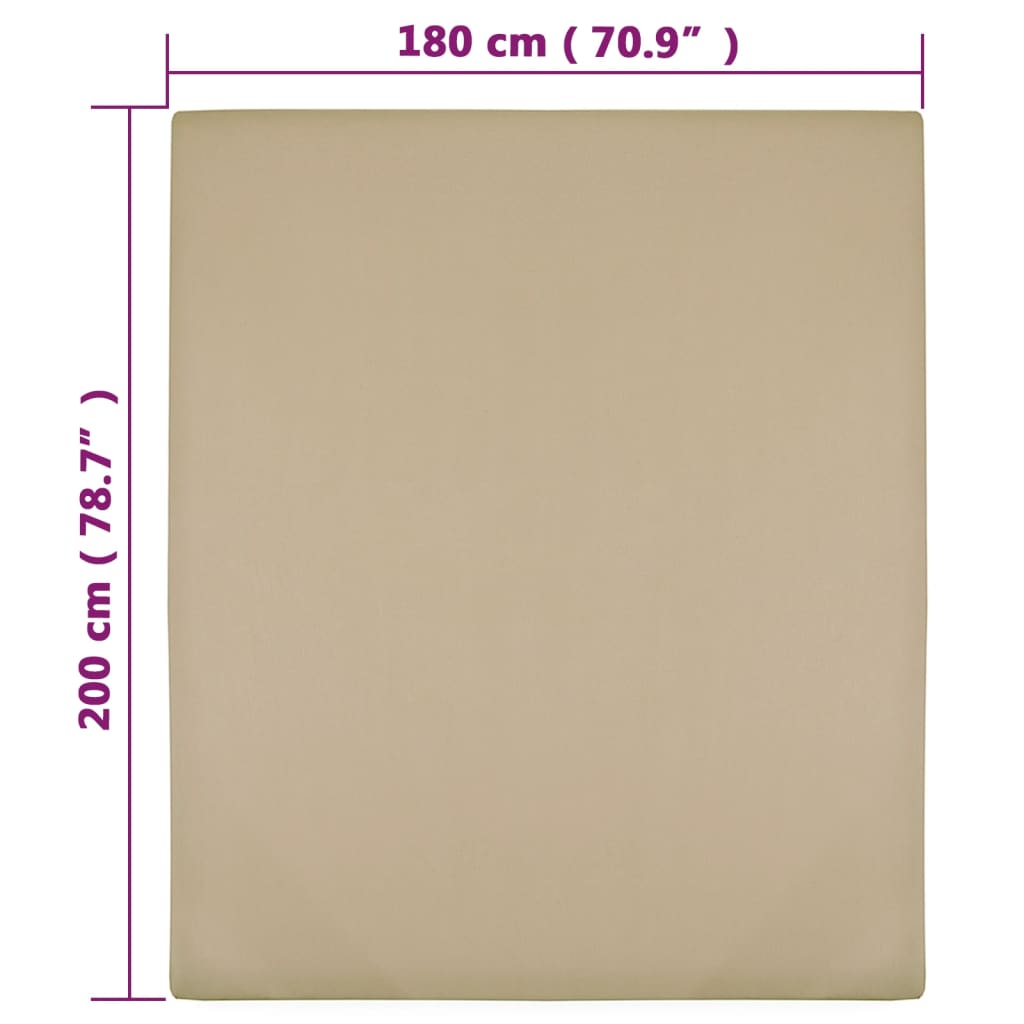 vidaXL Cearșaf de pat cu elastic, gri taupe, 180x200 cm, bumbac