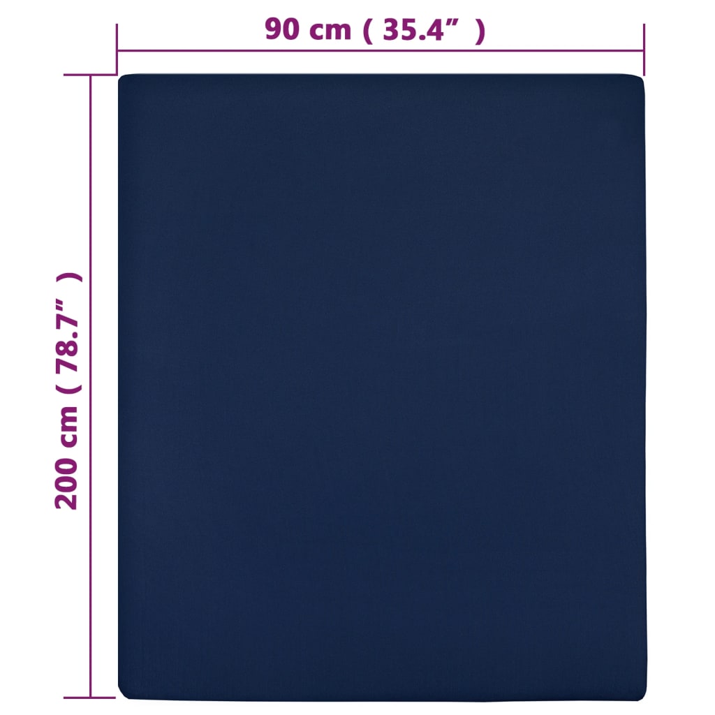 vidaXL Cearșaf de pat cu elastic, bleumarin, 90x200 cm, bumbac vidaXL Cearșaf de pat cu elastic, bleumarin, 90x200 cm, bumbac