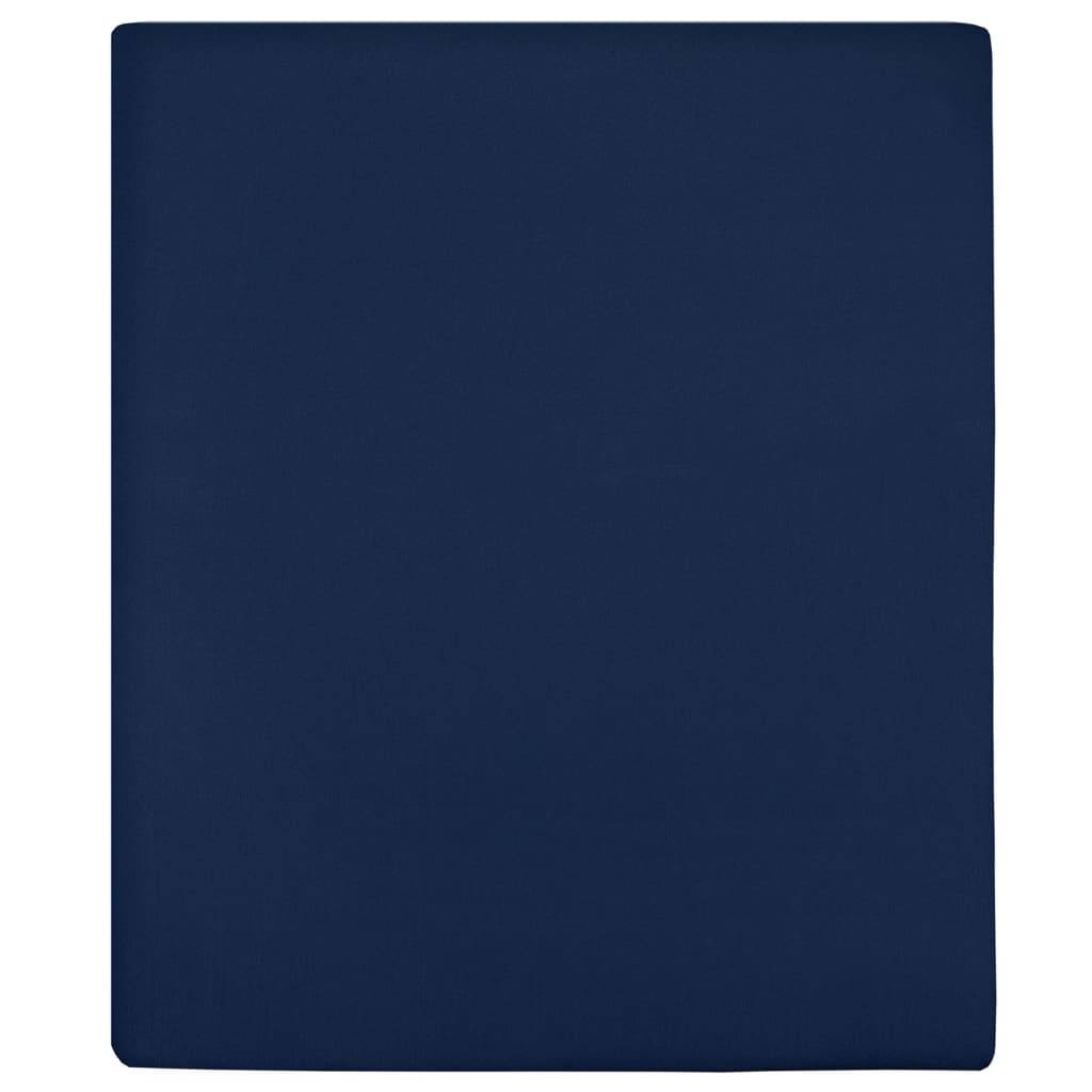 vidaXL Cearșaf de pat cu elastic, 2 buc., bleumarin, 90x200 cm, bumbac vidaXL Cearșaf de pat cu elastic, 2 buc., bleumarin, 90x200 cm, bumbac