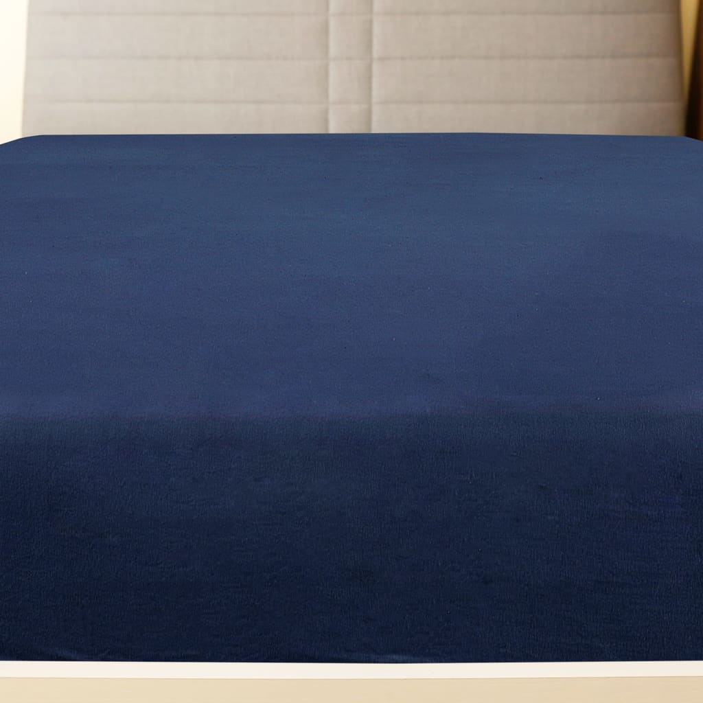 vidaXL Cearșaf de pat cu elastic, 2 buc, bleumarin, 180x200 cm, bumbac vidaXL Cearșaf de pat cu elastic, 2 buc, bleumarin, 180x200 cm, bumbac