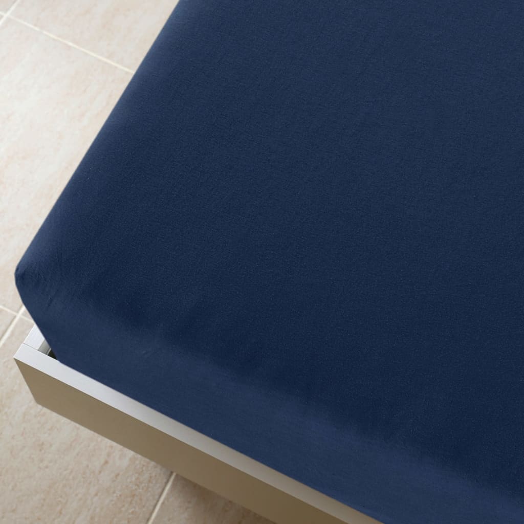 vidaXL Cearșaf de pat cu elastic, 2 buc, bleumarin, 180x200 cm, bumbac vidaXL Cearșaf de pat cu elastic, 2 buc, bleumarin, 180x200 cm, bumbac