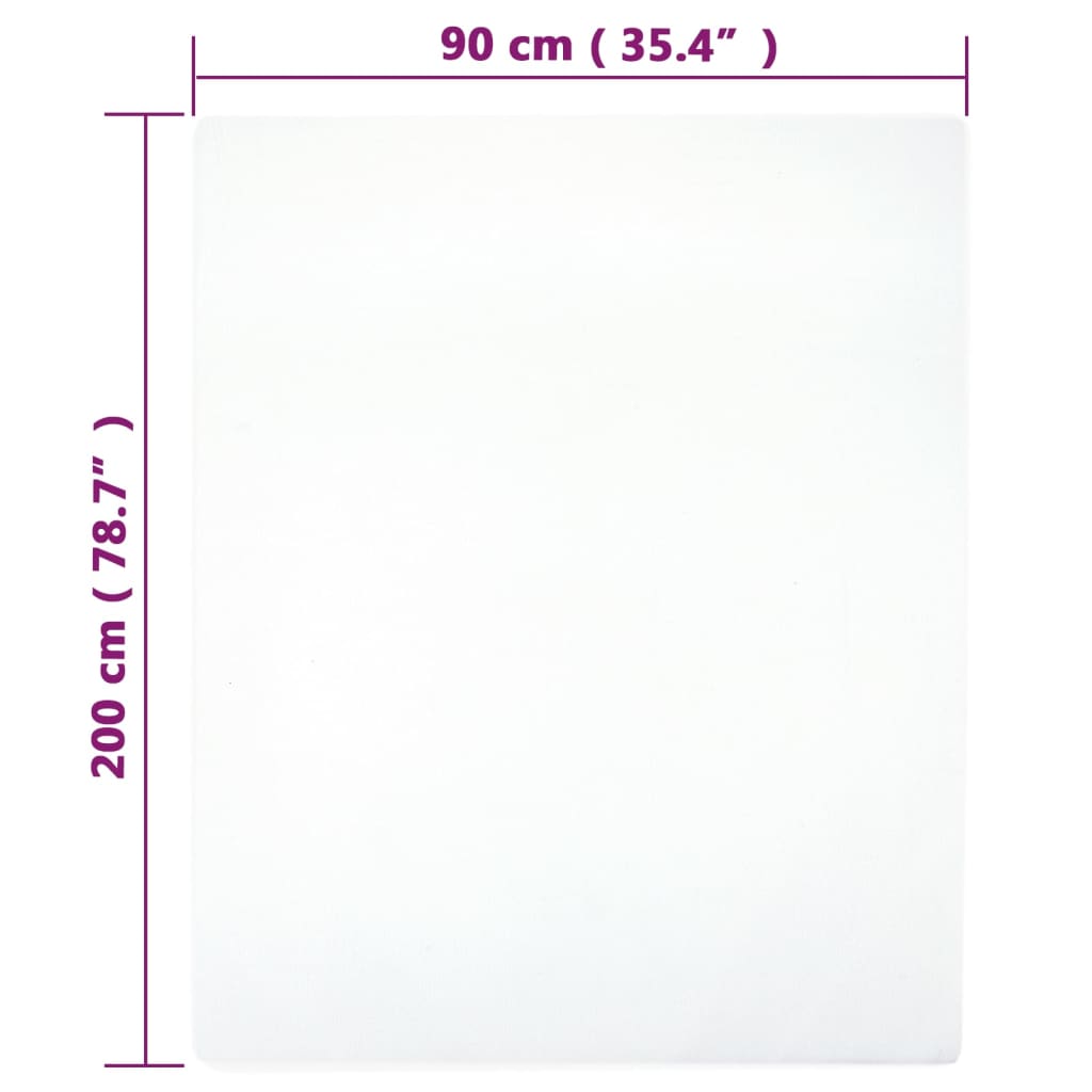 vidaXL Cearșaf de pat cu elastic, 2 buc., alb, 90x200 cm, bumbac vidaXL Cearșaf de pat cu elastic, 2 buc., alb, 90x200 cm, bumbac