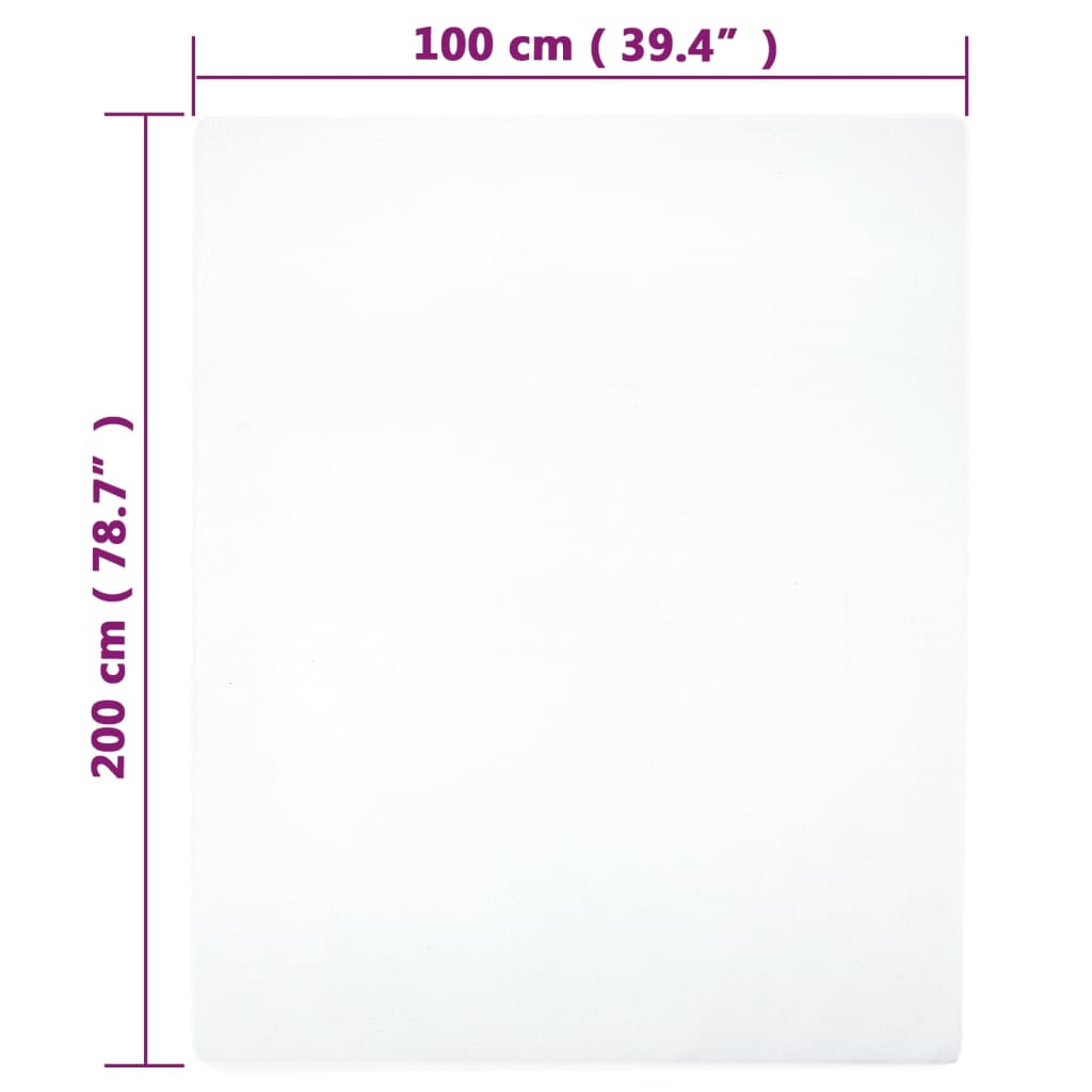 vidaXL Cearșaf de pat cu elastic, 2 buc, alb, 100x200 cm, bumbac vidaXL Cearșaf de pat cu elastic, 2 buc, alb, 100x200 cm, bumbac