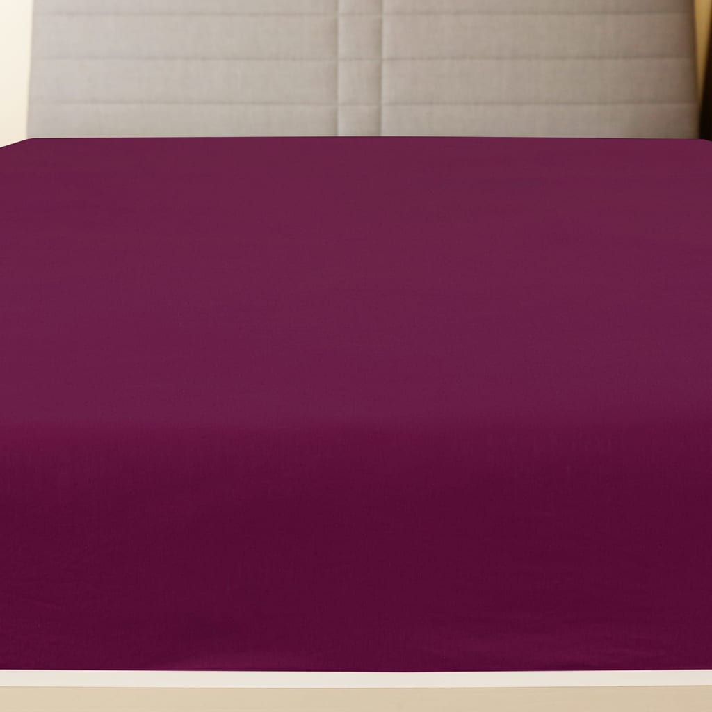 vidaXL Cearșaf de pat cu elastic, 2 buc., bordo, 90x200 cm, bumbac vidaXL Cearșaf de pat cu elastic, 2 buc., bordo, 90x200 cm, bumbac