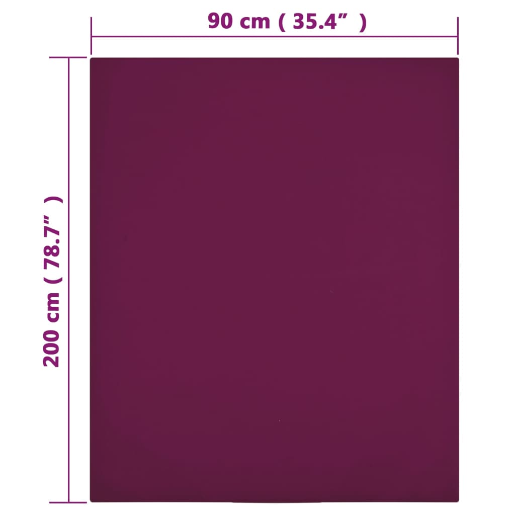 vidaXL Cearșaf de pat cu elastic, 2 buc., bordo, 90x200 cm, bumbac vidaXL Cearșaf de pat cu elastic, 2 buc., bordo, 90x200 cm, bumbac