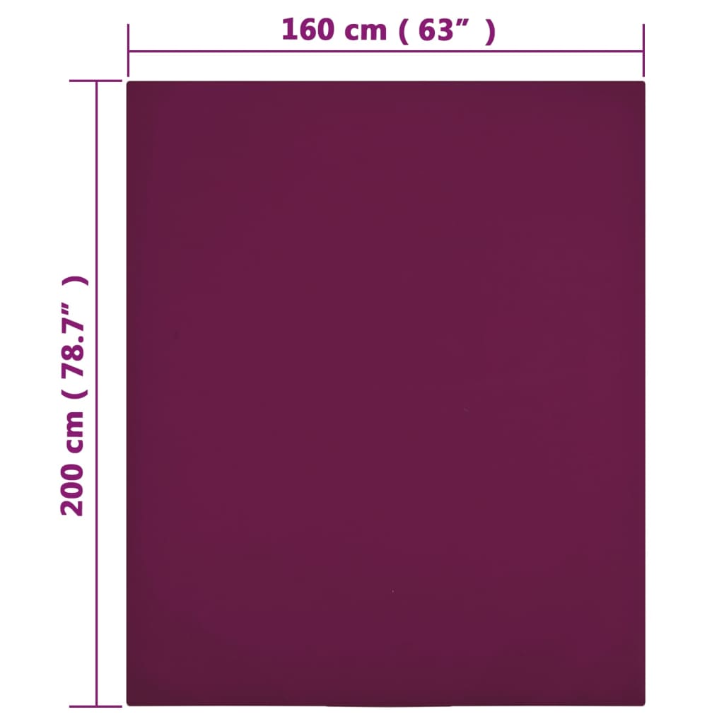 vidaXL Cearșaf de pat cu elastic, 2 buc, bordo, 160x200 cm, bumbac vidaXL Cearșaf de pat cu elastic, 2 buc, bordo, 160x200 cm, bumbac