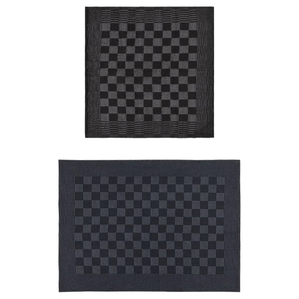 vidaXL Set de prosoape, 10 buc., negru și gri, bumbac vidaXL Set de prosoape, 10 buc., negru și gri, bumbac